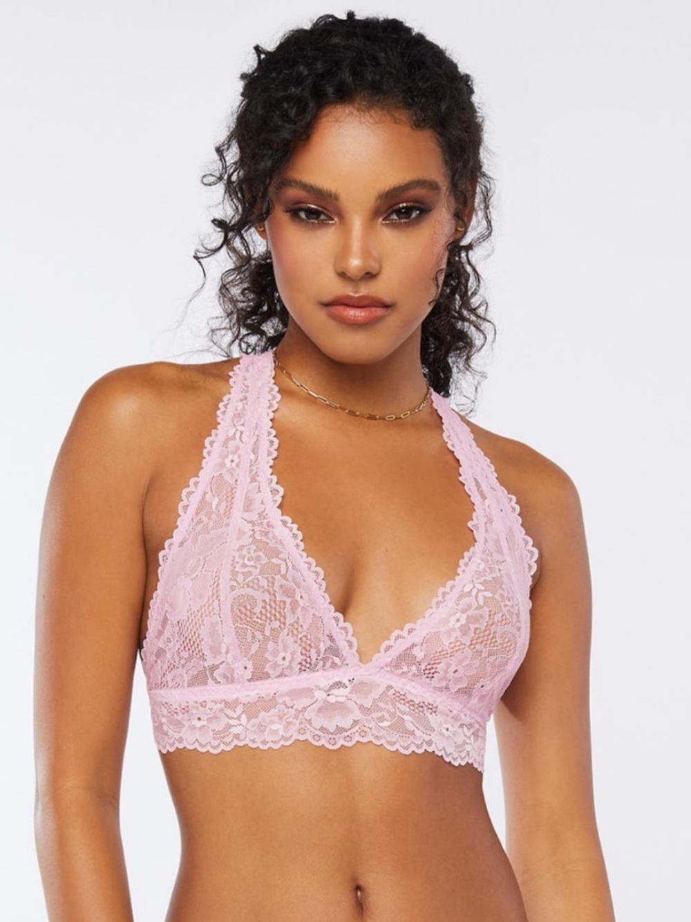 Savage X Fenty Unicorn Lavender Pink Floral Lace Racerback Bralette Size L - Picture 11 of 11